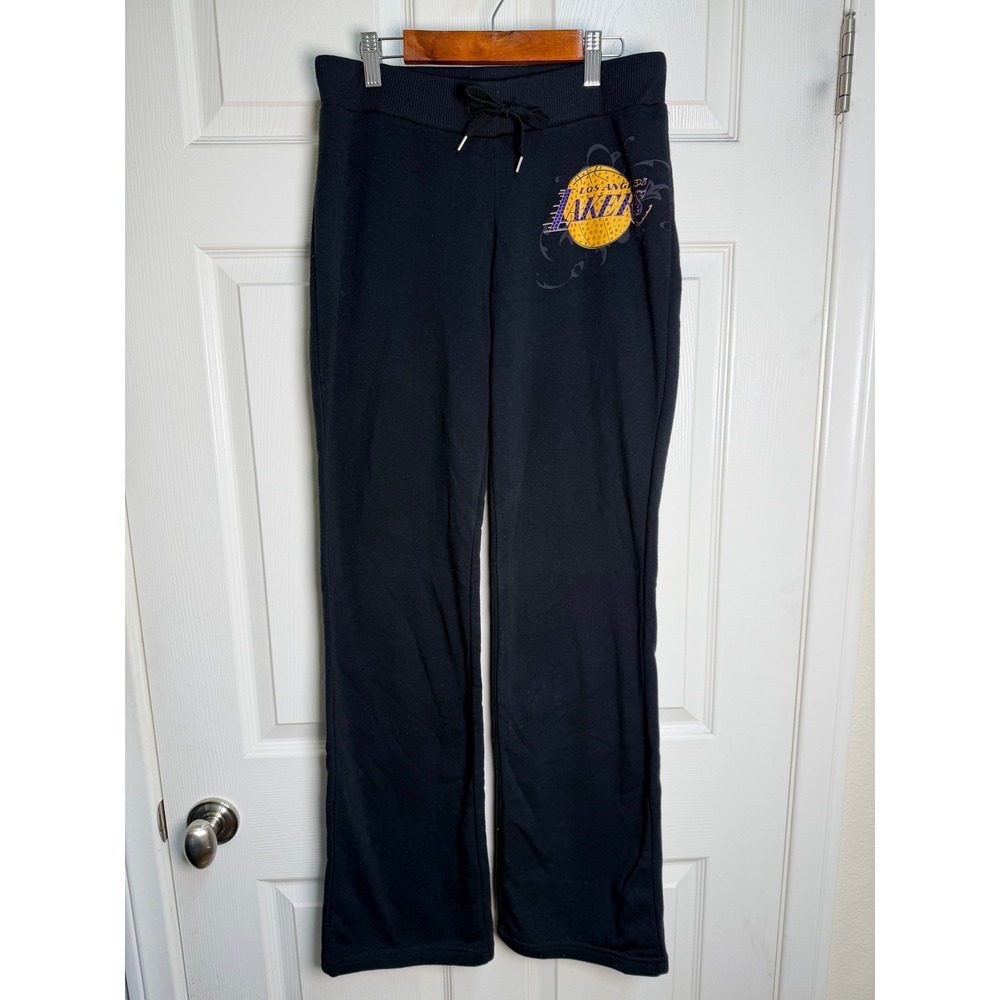VTG NBA 4Her by UNK Los Angeles Lakers Rhinestone I Love LA Sweatpant Blk M Rare